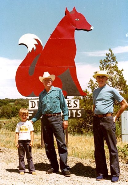 1975-07 Vernon's grandson David, George, and Vernon at their home in Durango
